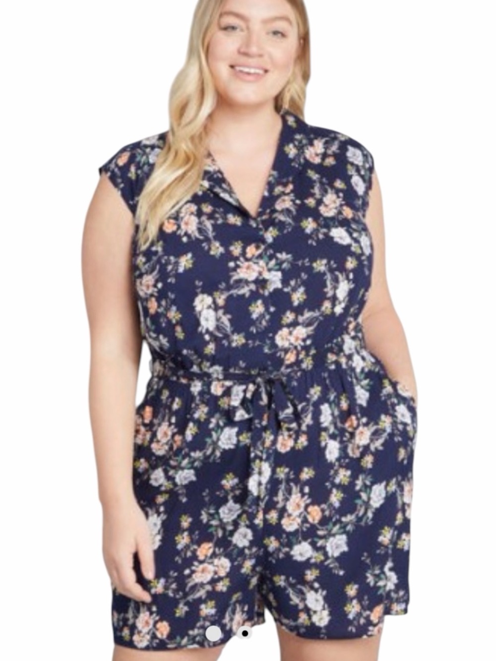 Modcloth Women’s Read it and Steep Navy Floral Romper Size 3X NEW/NWT